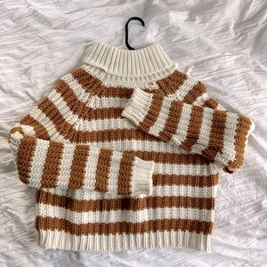 Forever21 Cropped Cable-knit Stripped Sweater